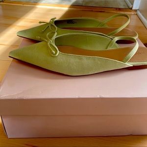Selling green suede sandals